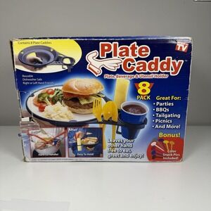VTG Plate Caddy Plate Beverage & Utensil Holder 8-Pack New